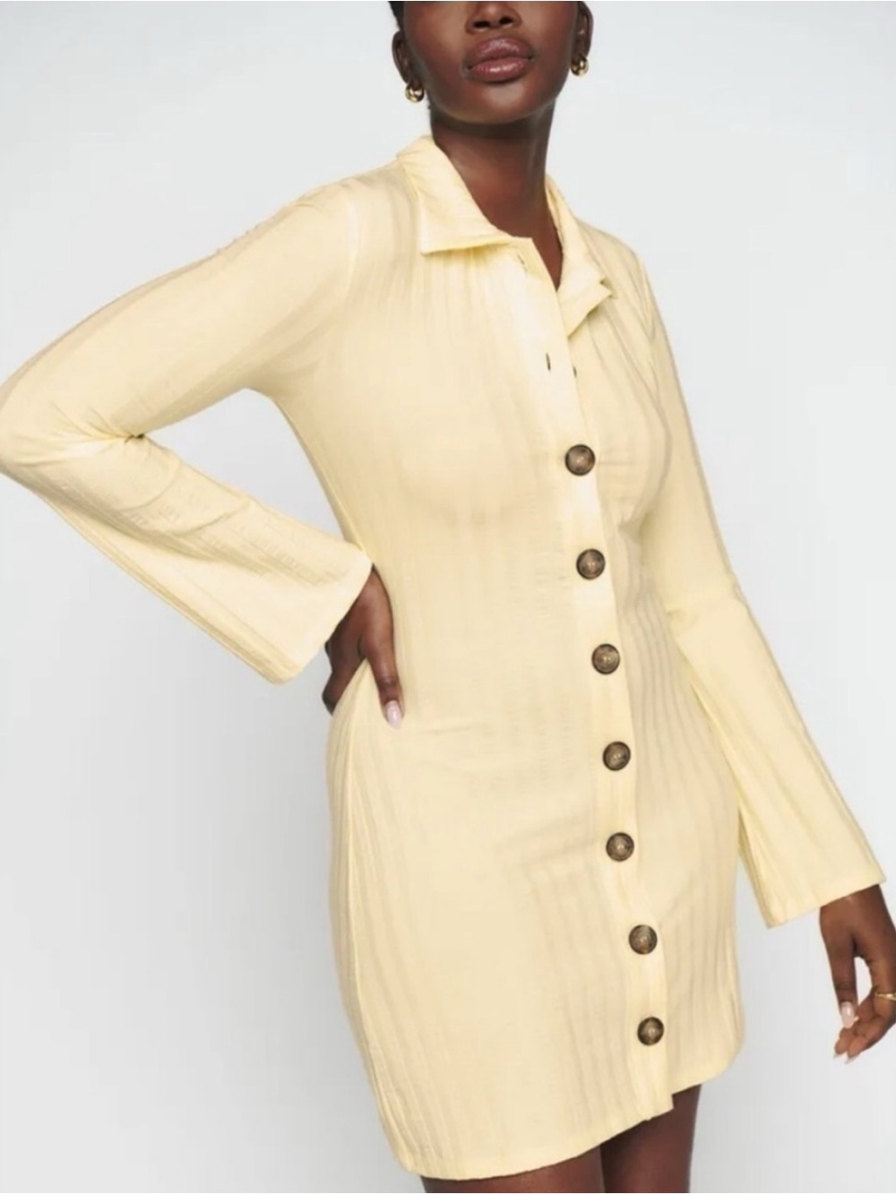 Reformation Benton Knitted Dress in Yellow XS